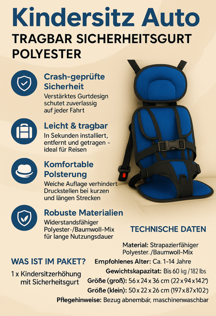 Portable Child Car Seat Booster Travel Safety Belt for Kids