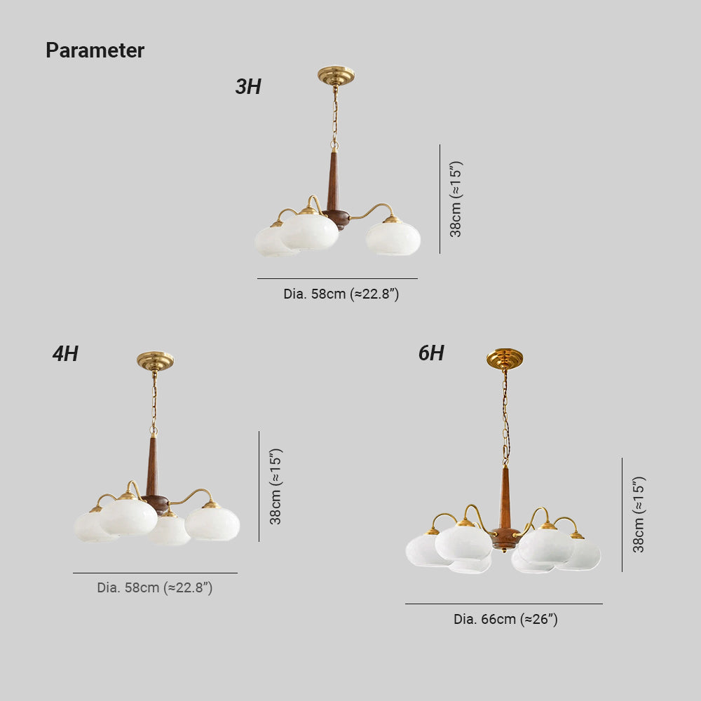 Vintage Wood Glass Mid-Century Retro Glass Chandeliers