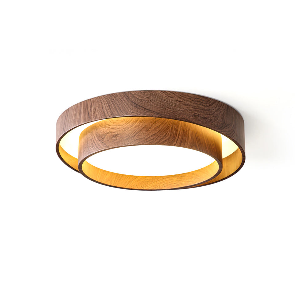 Modern Wooden LED Ceiling Light – Walnut Finish with Soft Ambient Glow