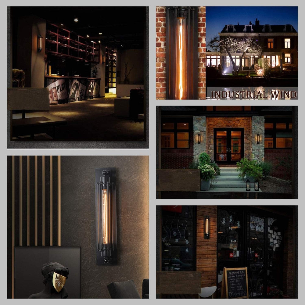 Classic LED Wall Light Vintage Black Metal Design