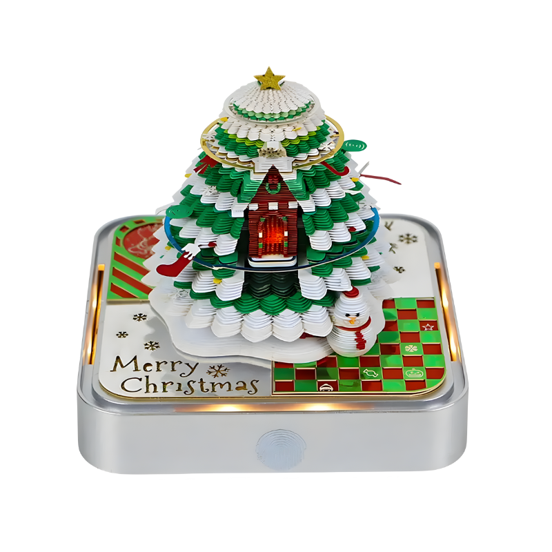 Christmas 3D Desk Calendar with LED Glow Creative Holiday Desktop Decor