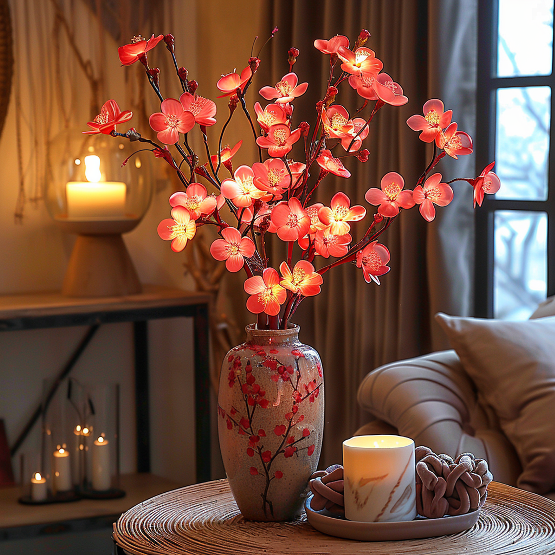 Fairy Light Olive Branch Table Lamps for Living Room