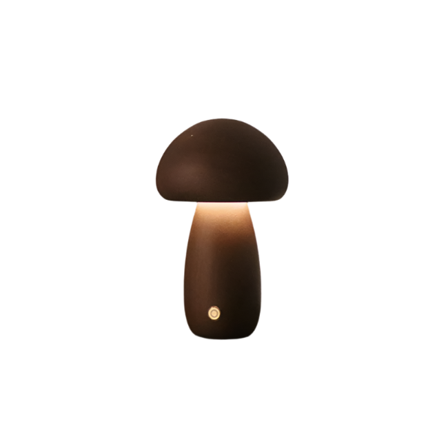 Rechargeable Wooden Mushroom Table Lamp Touch LED Light
