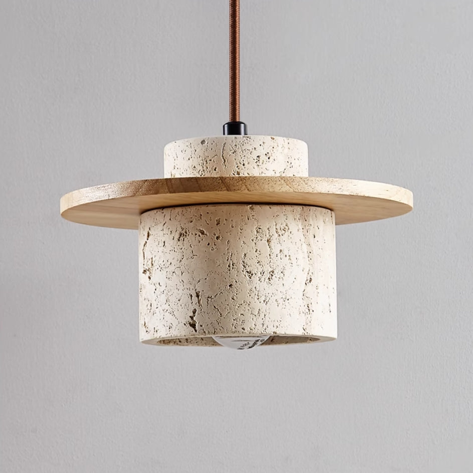 Living Room Pendant Light with Travertine Shade
