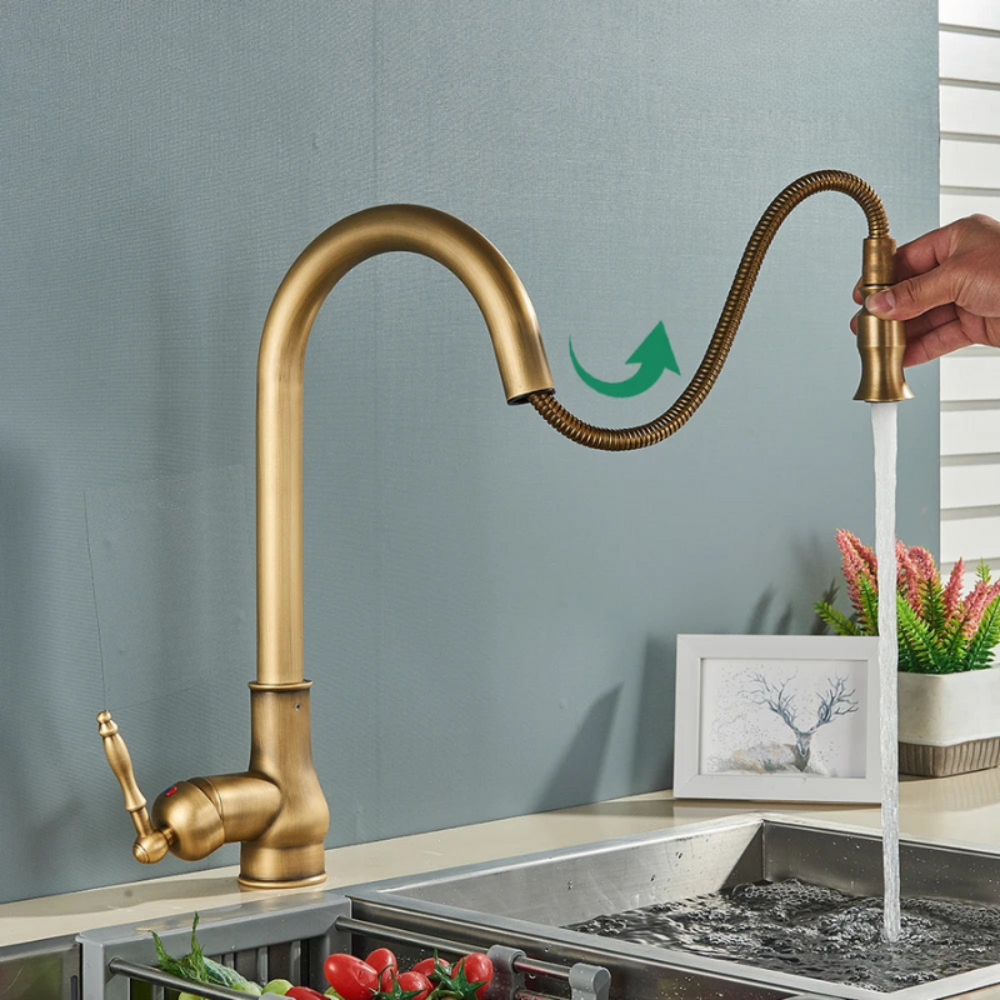 Vintage Style Antique Brass Kitchen Faucet