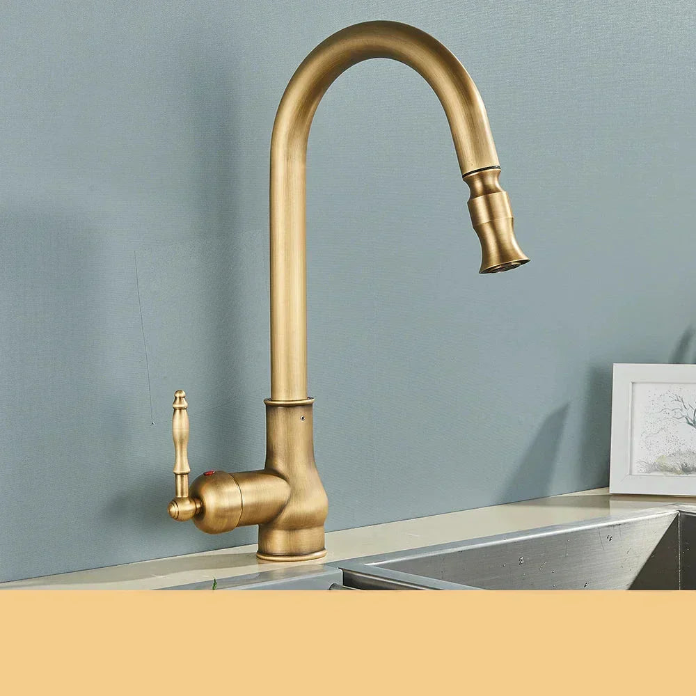 Vintage Style Antique Brass Kitchen Faucet