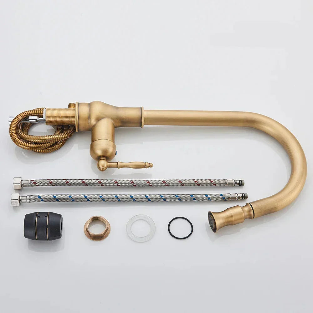 Vintage Style Antique Brass Kitchen Faucet