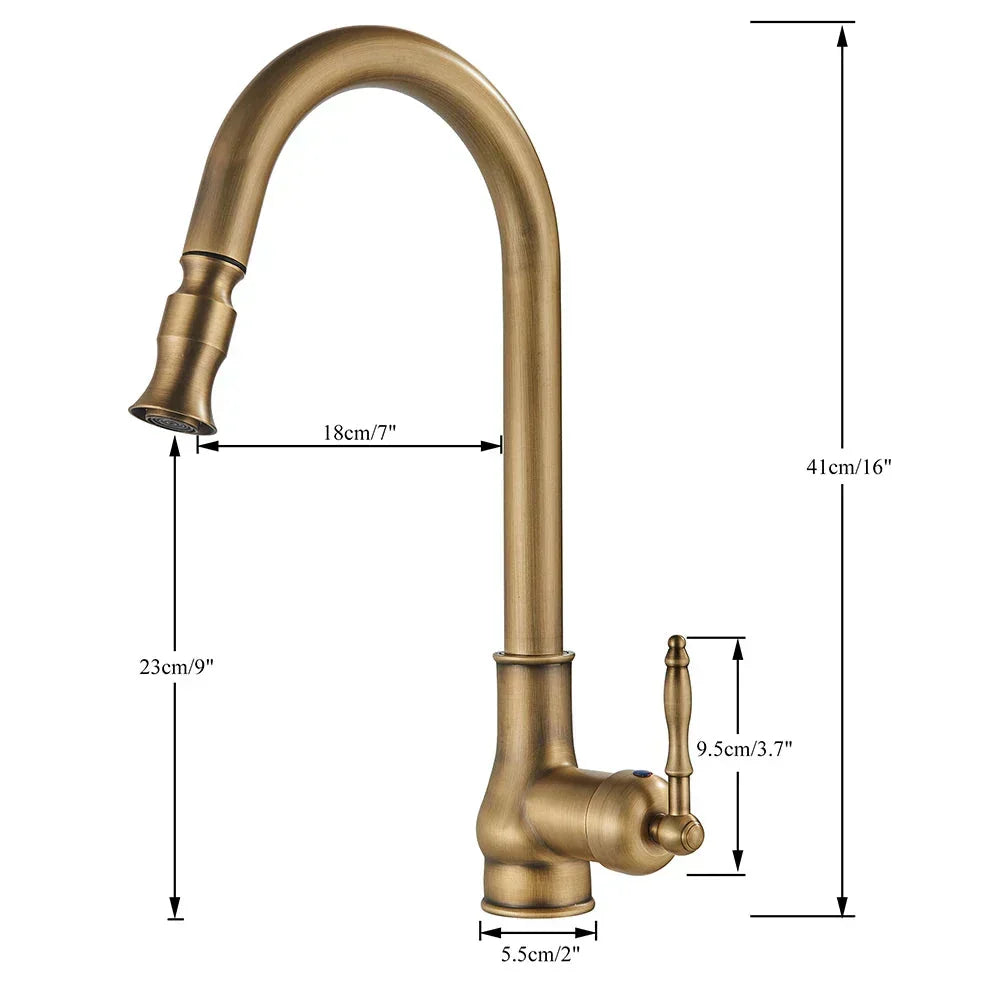 Vintage Style Antique Brass Kitchen Faucet