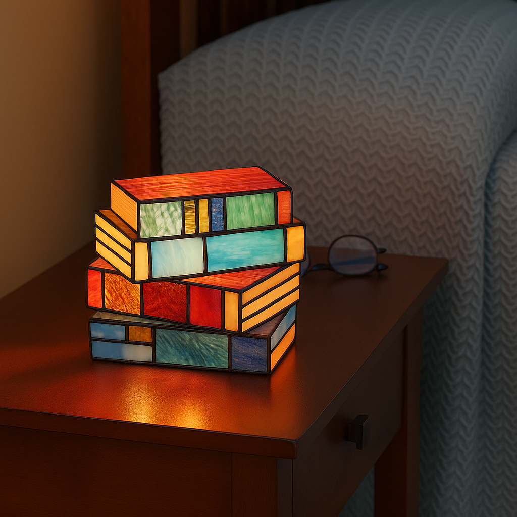 Glass novel colorful book lamp