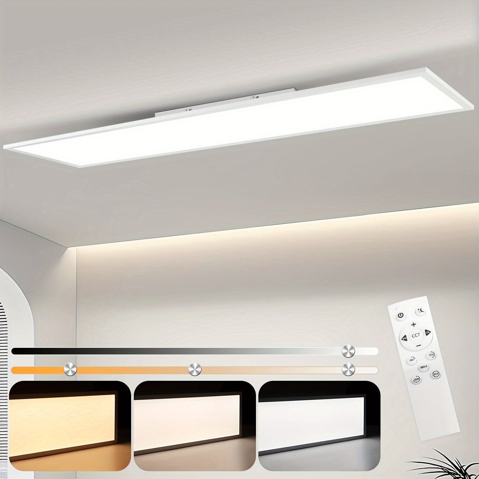 Modern Flush-Mount Flat LED Ceiling Light with Remote Control & Ambient Lighting