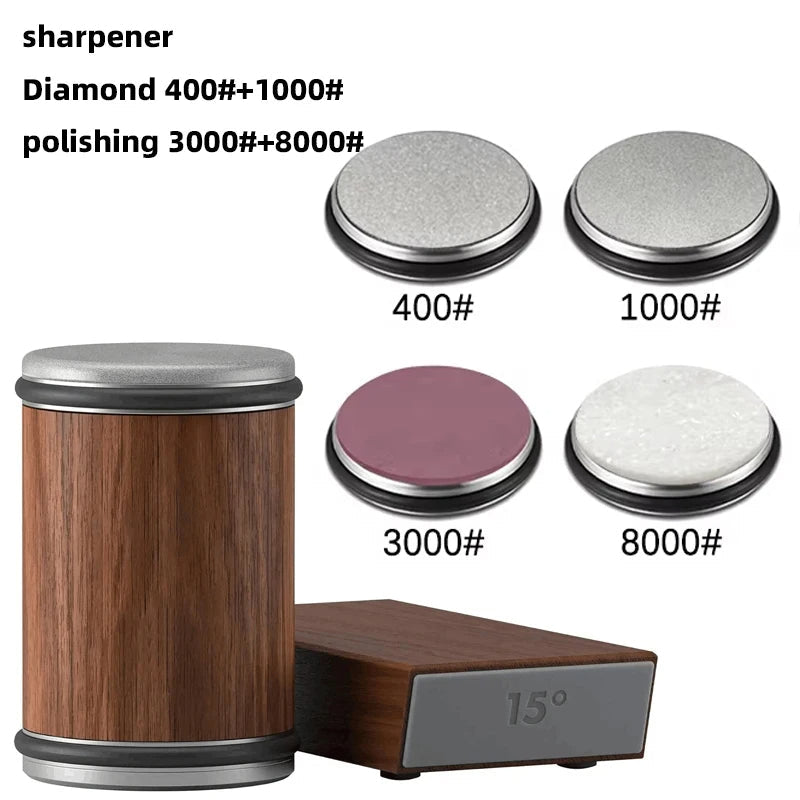 2-in-1 Rolling Knife Sharpener Dual-Angle Edge Tool with Magnetic Knife Holder