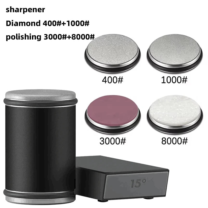 2-in-1 Rolling Knife Sharpener Dual-Angle Edge Tool with Magnetic Knife Holder