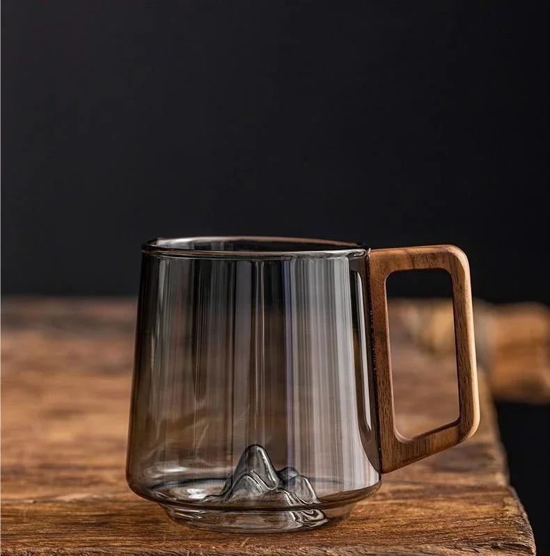 Modern Mug with Wooden Handle Stylish Large Cup for Hot & Cold Drinks