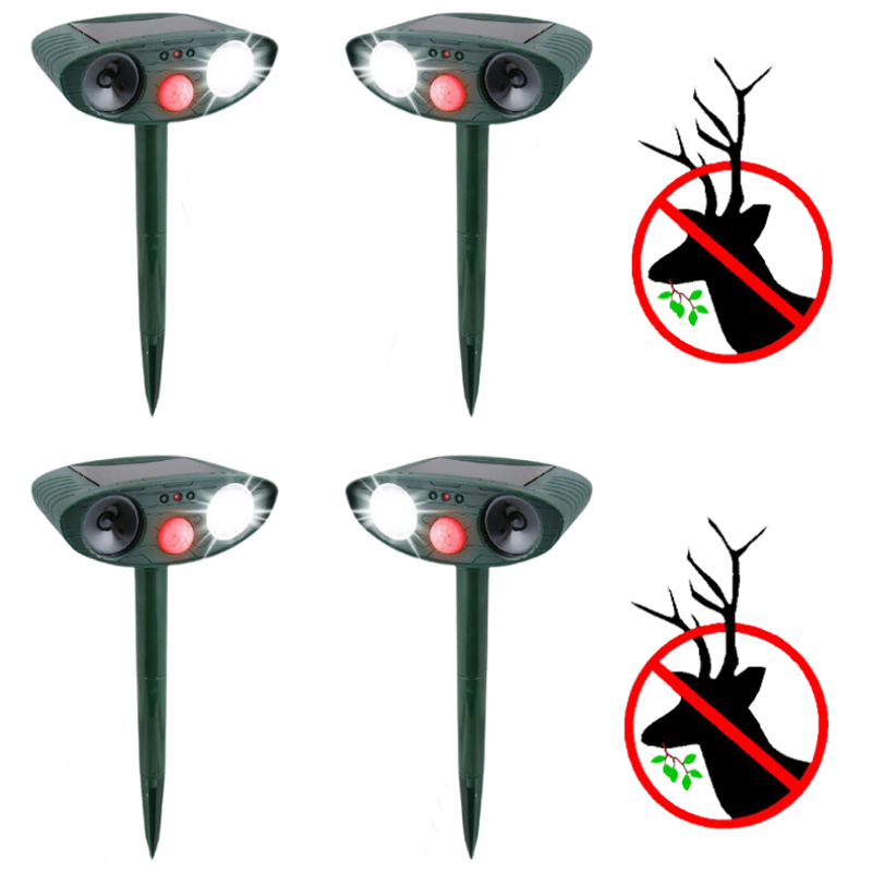 Ultrasonic Solar Deer Repeller Motion-Activated Outdoor Animal Deterrent (4-Pack)