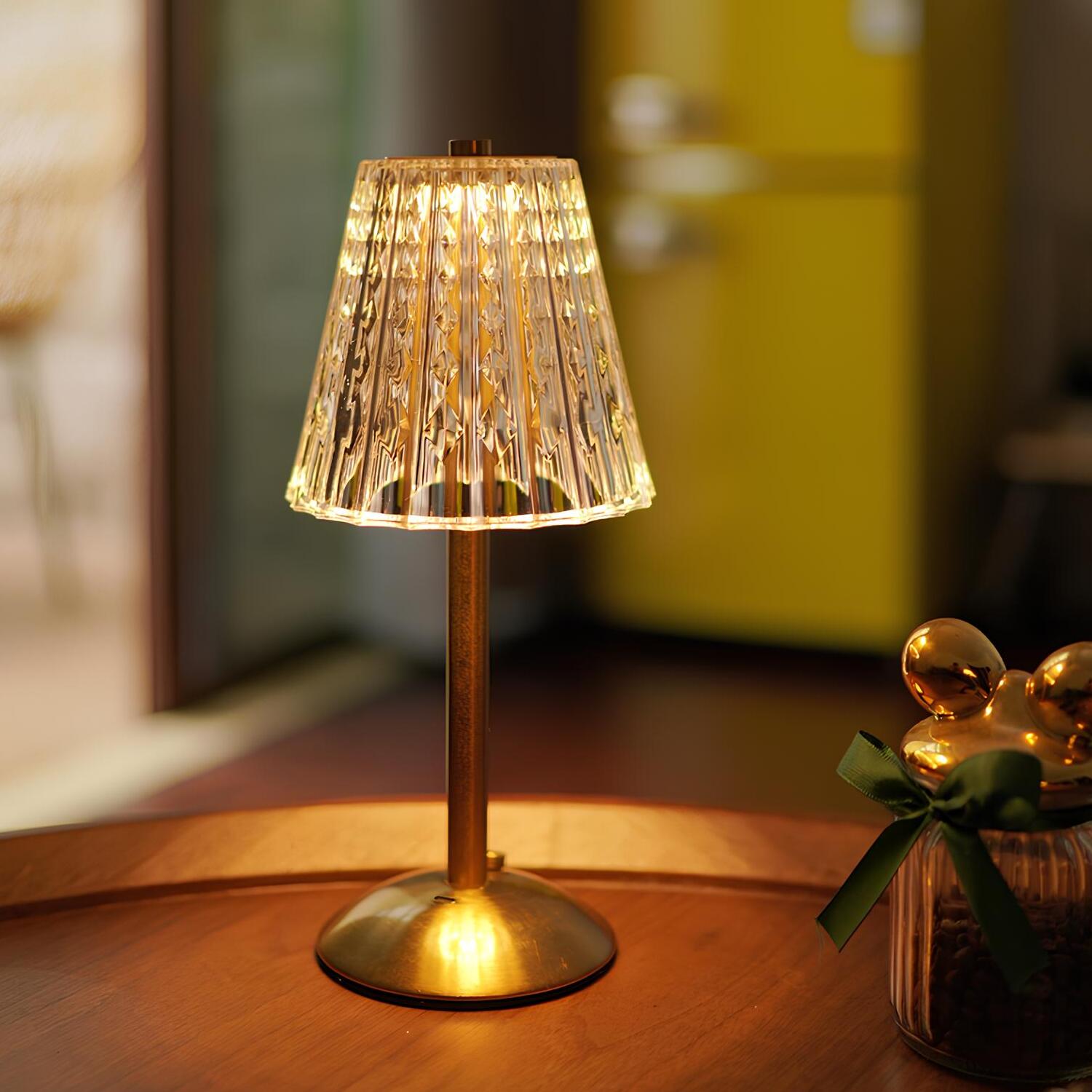 Golden Crystal Table Lamp Touch Control & Cordless LED Light