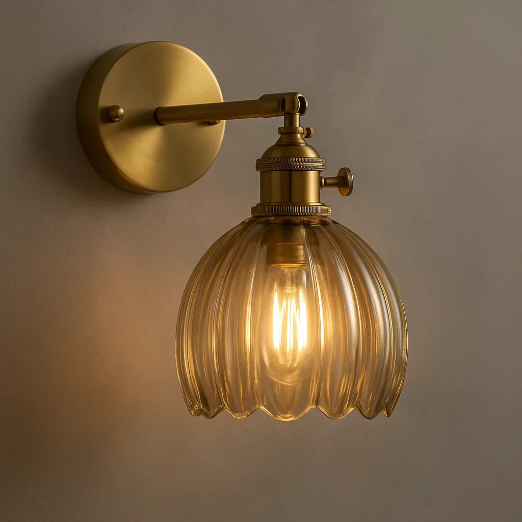 Tulip-Shaped Vintage Retro Glass Wall Light