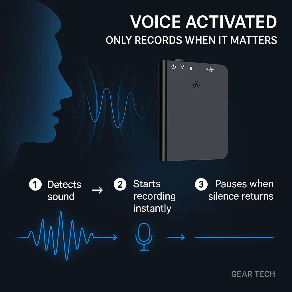 Miniature Voice Recorder Compact Discreet Audio Recorder with Voice Activation