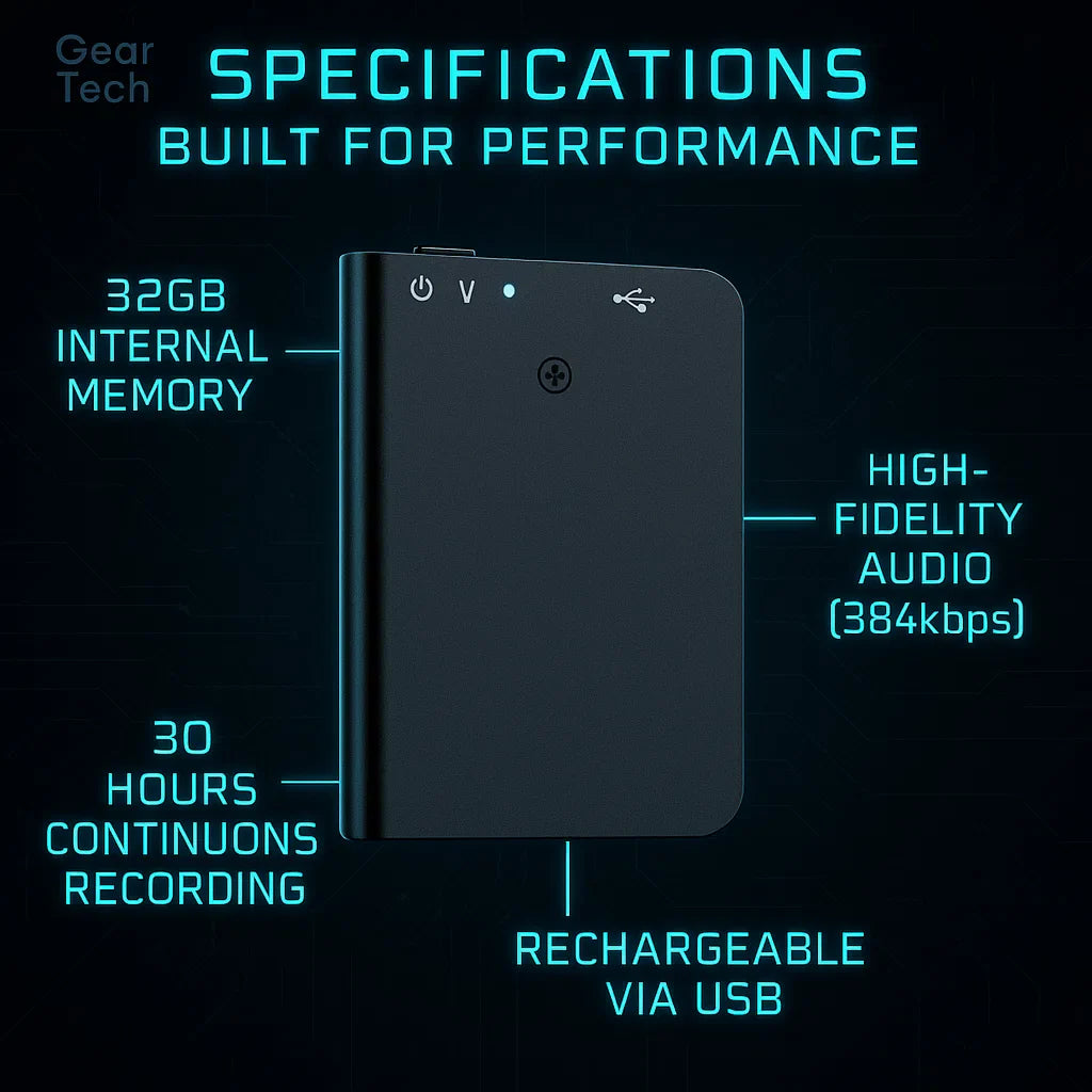 Miniature Voice Recorder Compact Discreet Audio Recorder with Voice Activation