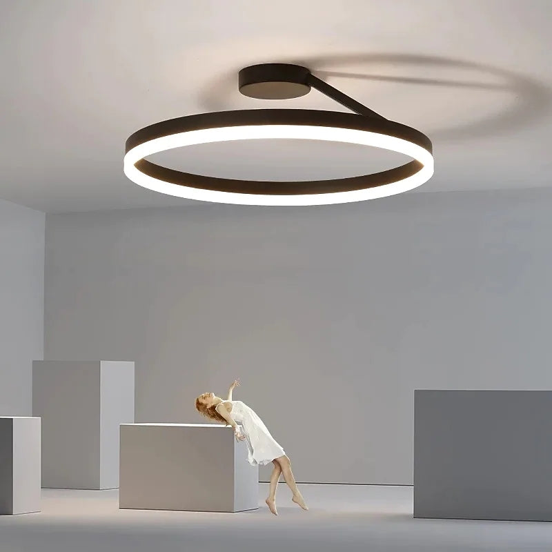 Contemporary Ring LED Ceiling Light Stylish and Adjustable Brightness