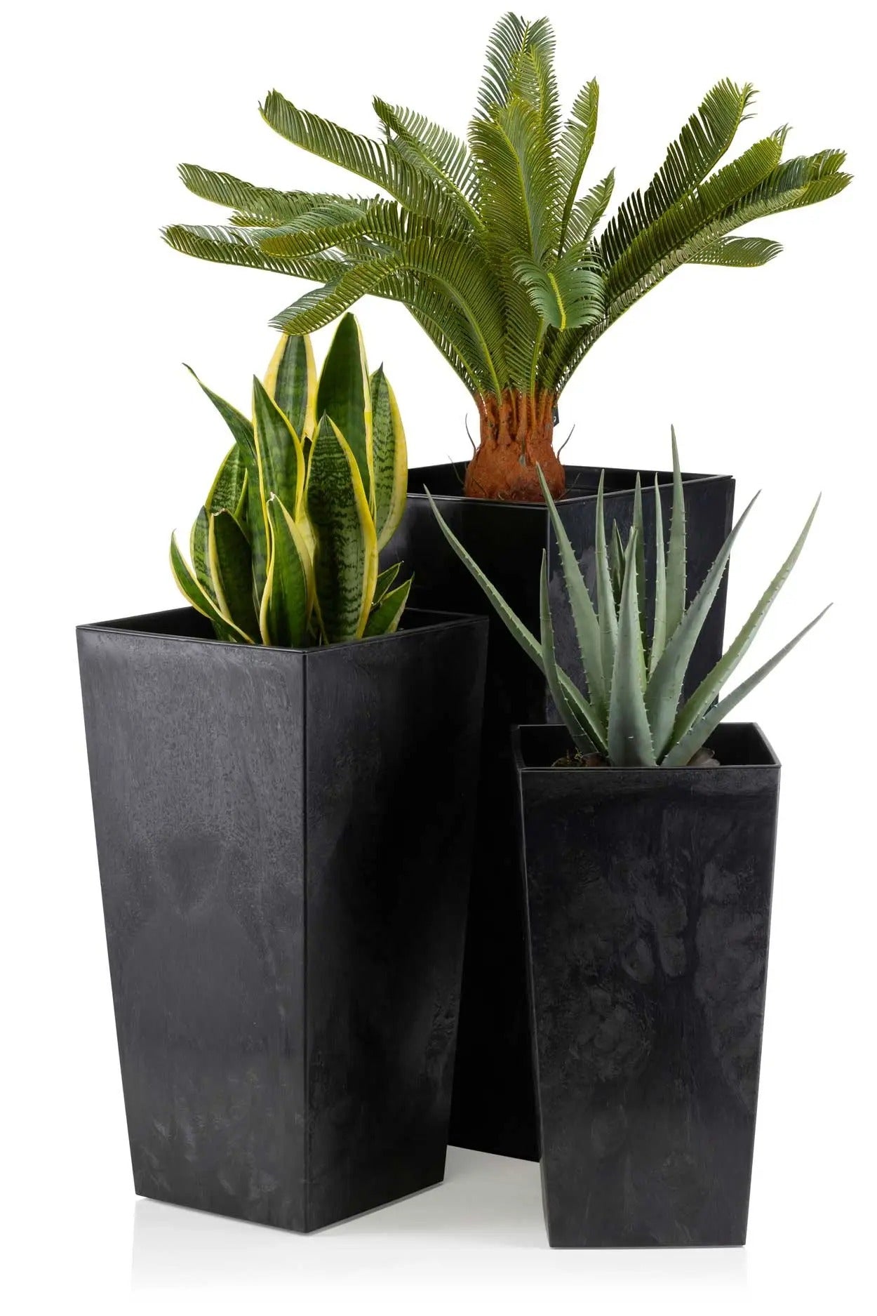 Tavero Set van 3 Hoge Plantenbakken in Betonlook