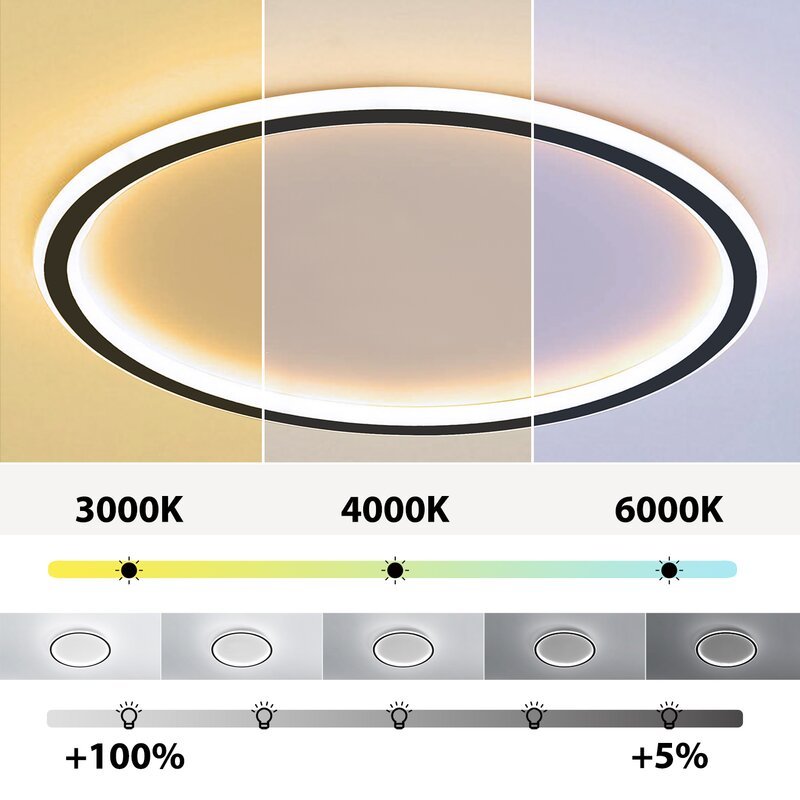 Modern LED Flush Mount Ceiling Light Round Design with Adjustable Brightness
