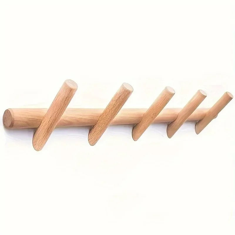 Wooden Wall Rack Modern Minimalist Coat & Hat Organizer