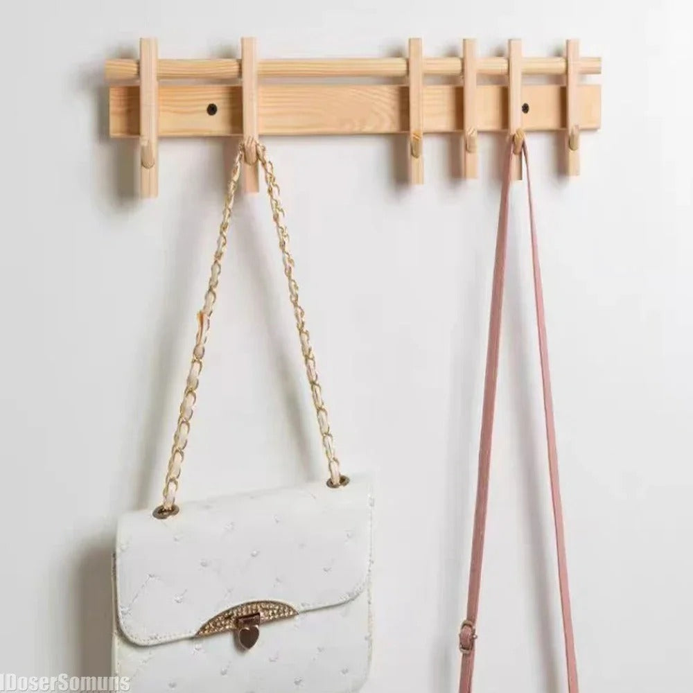 Modern Wall Rack Adjustable Hook Organizer for Hallway or Living Room