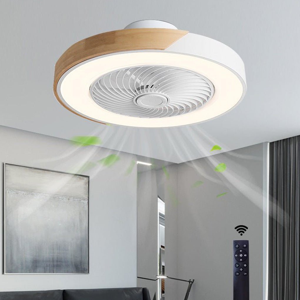 Modern wingless LED ceiling light with fan