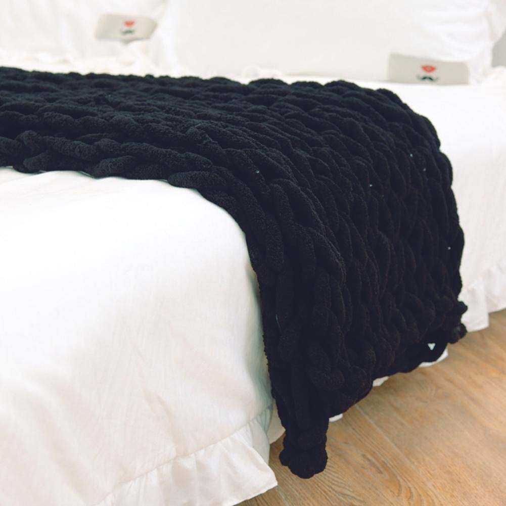 Plush Chunky Knit Throw Soft Decorative Blanket for Couch & Bed