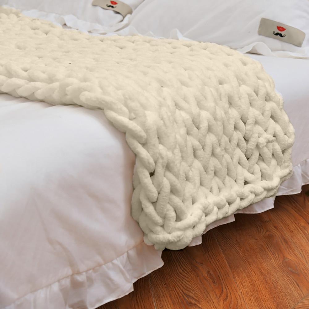 Plush Chunky Knit Throw Soft Decorative Blanket for Couch & Bed