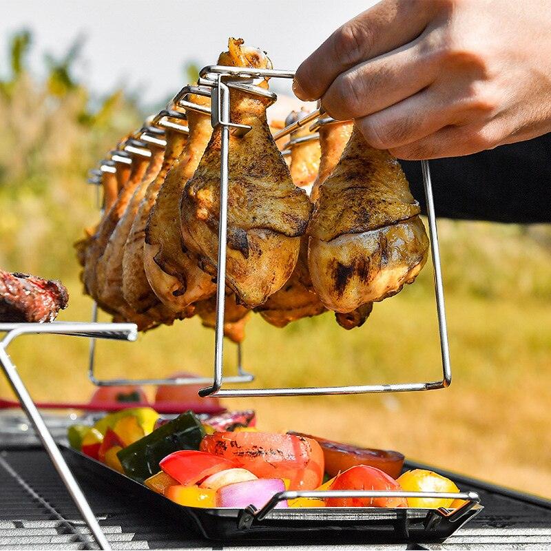 Grill Chicken Leg Holder Space-Saving BBQ Rack for Perfect Cooking