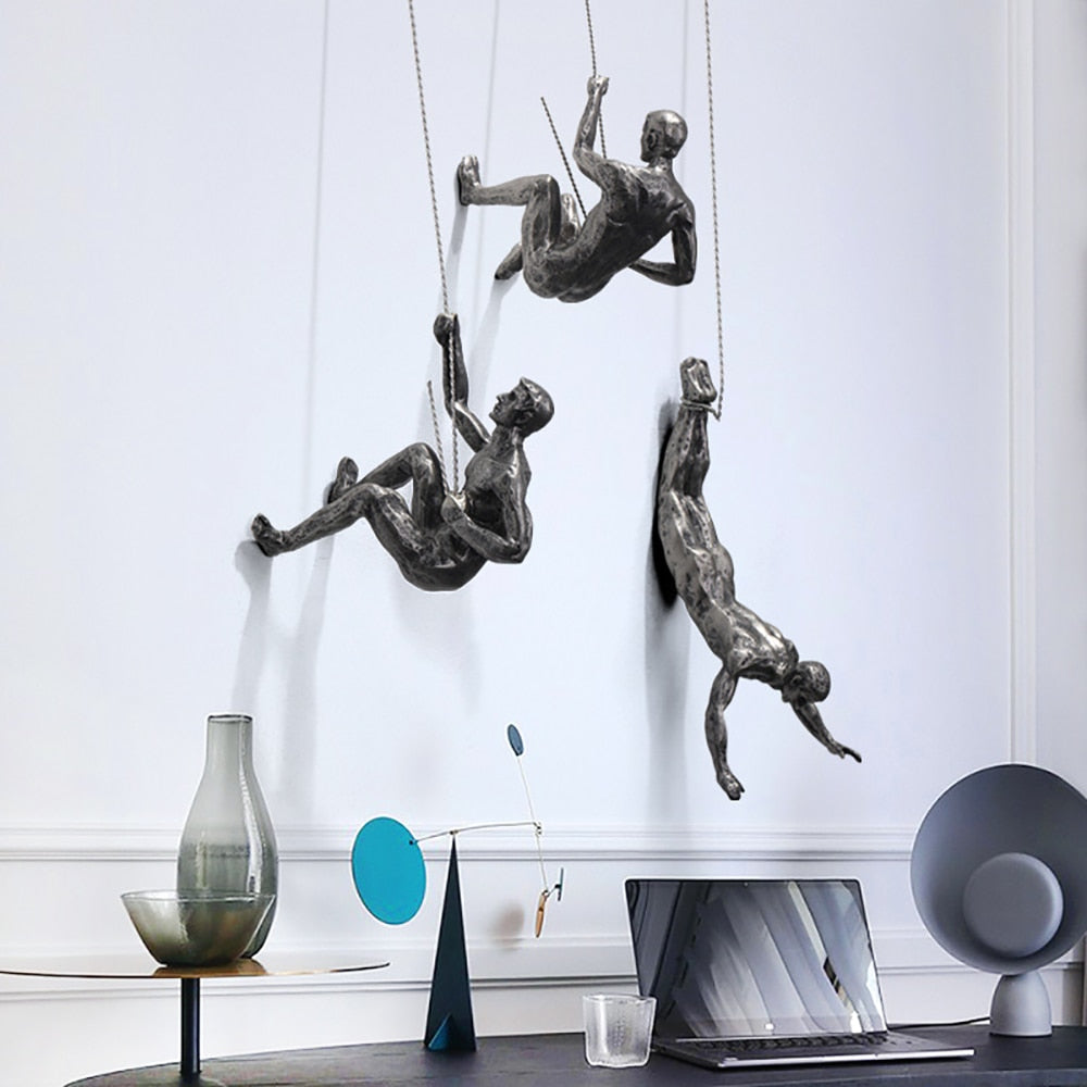 Climbing Figure Wall Sculpture Modern Inspirational Home Decor