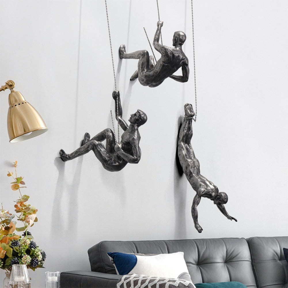 Climbing Figure Wall Sculpture Modern Inspirational Home Decor