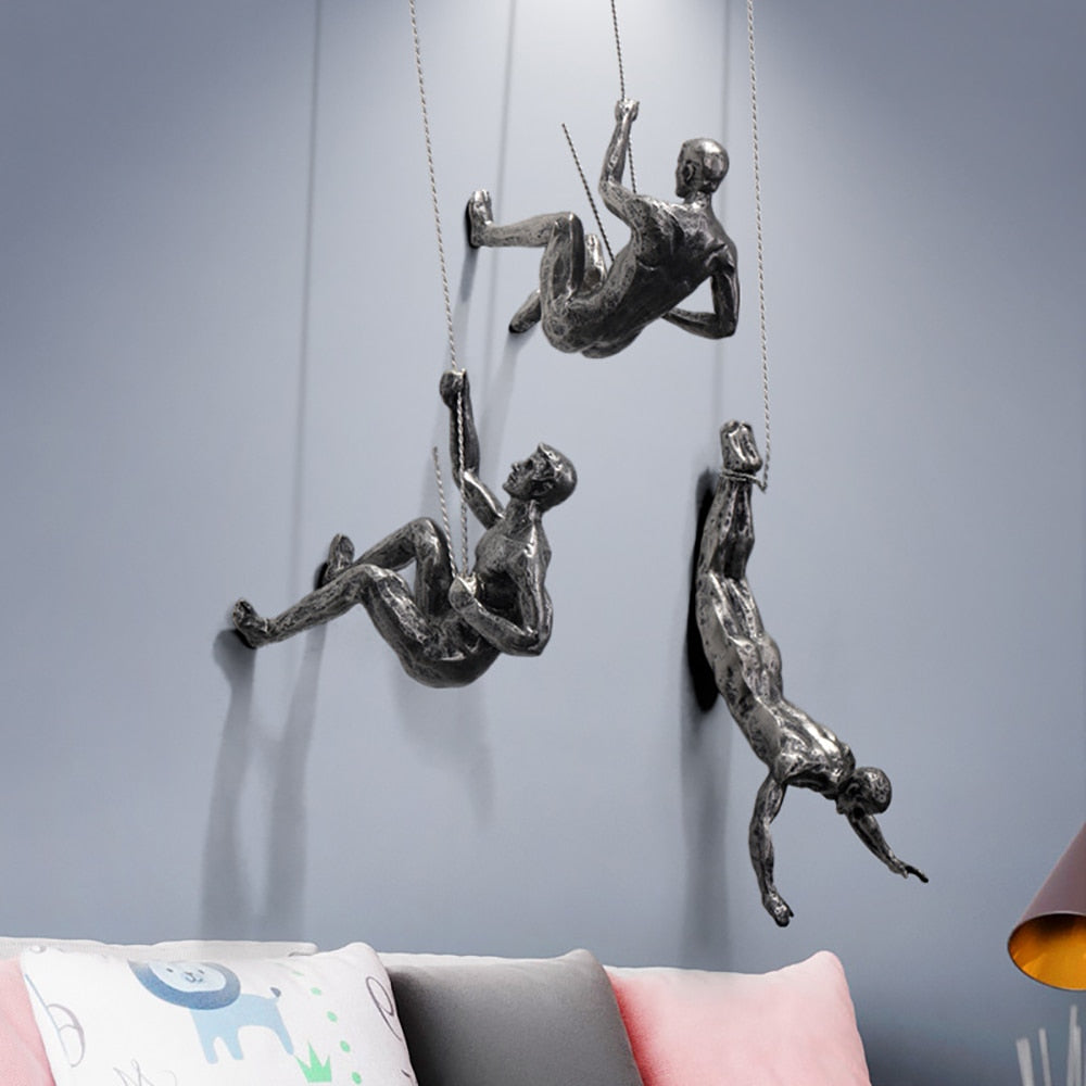 Climbing Figure Wall Sculpture Modern Inspirational Home Decor