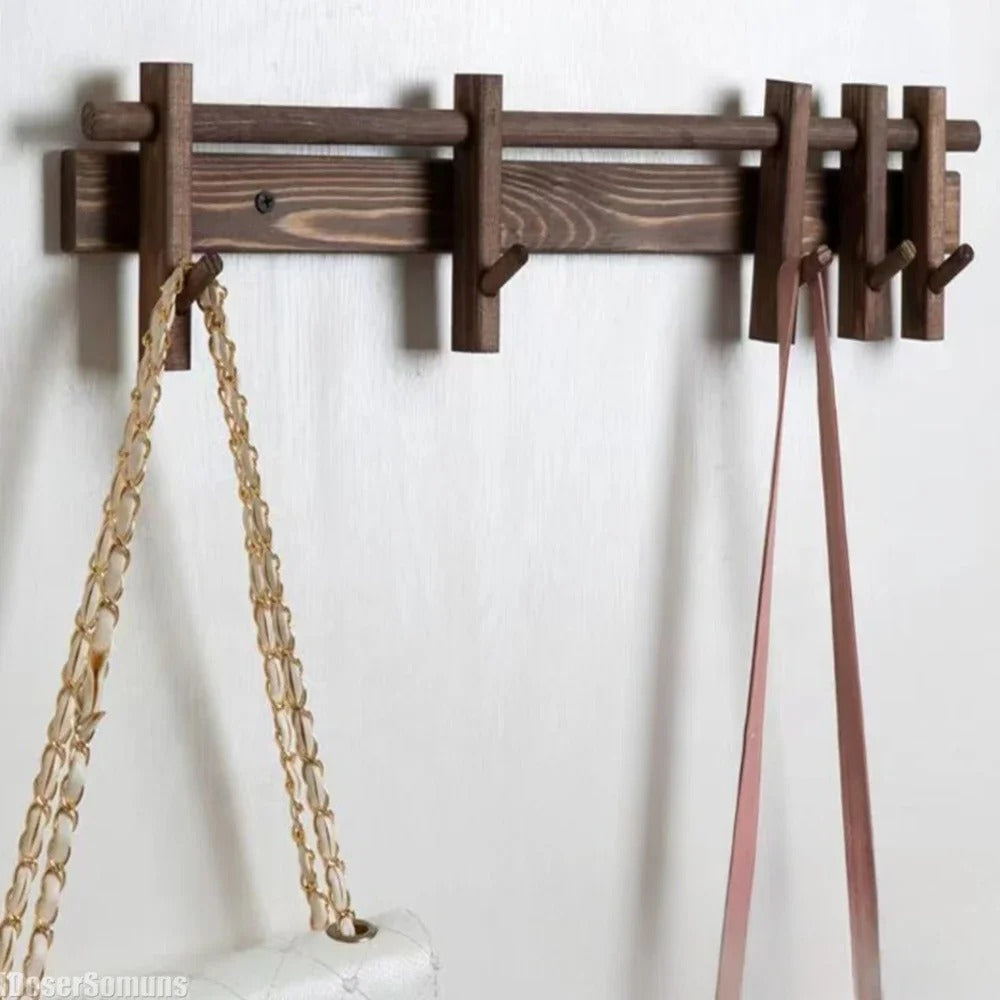 Modern Wall Rack Adjustable Hook Organizer for Hallway or Living Room