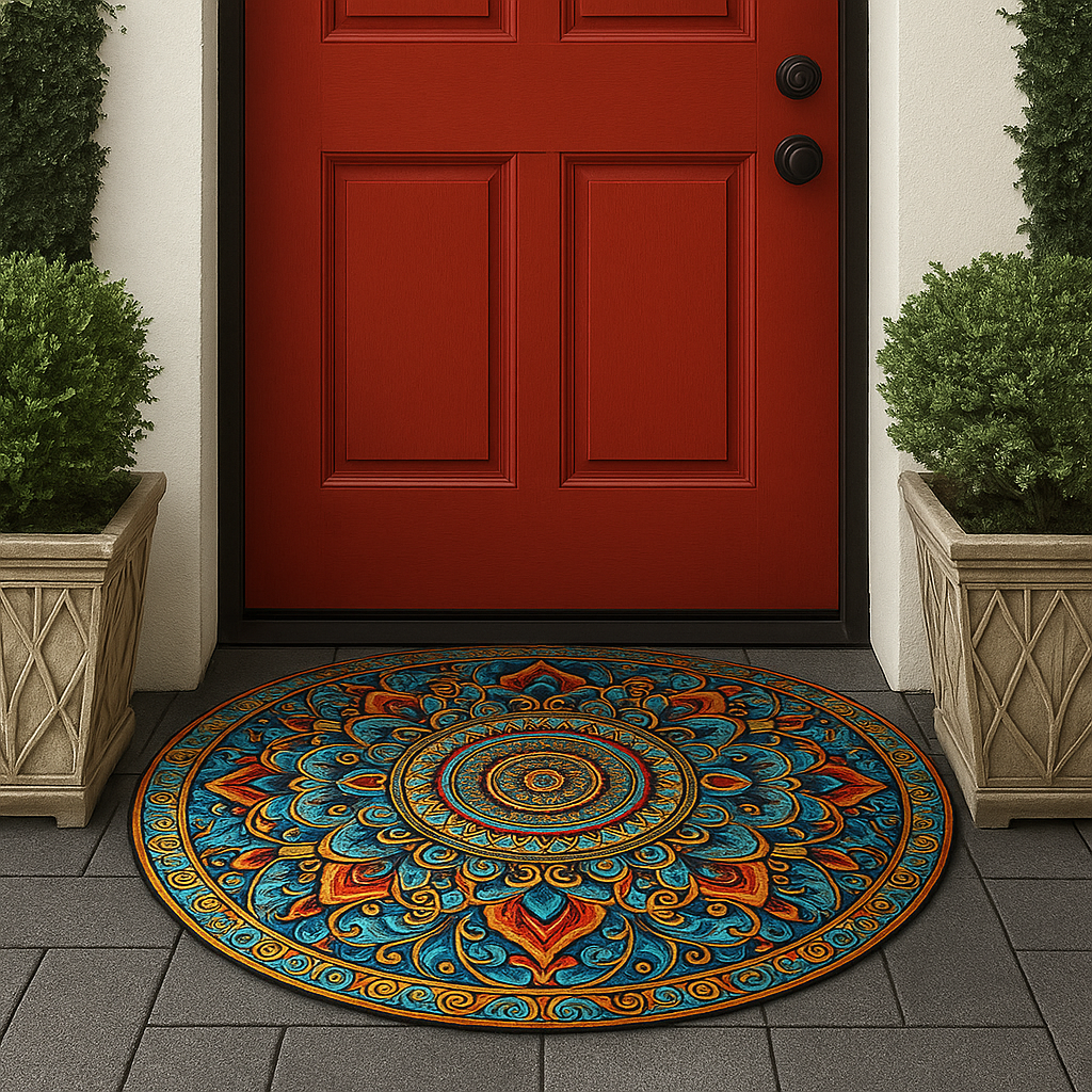 Sacred circle semicircular mandala doormat