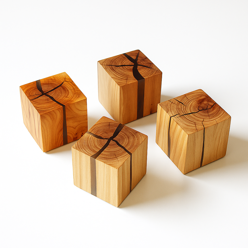 Solid wood handmade wooden cube wall lamp