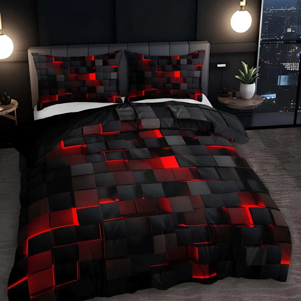 3pcs Quilt Cover Set Modern Breathable Bedding with Pillowcases