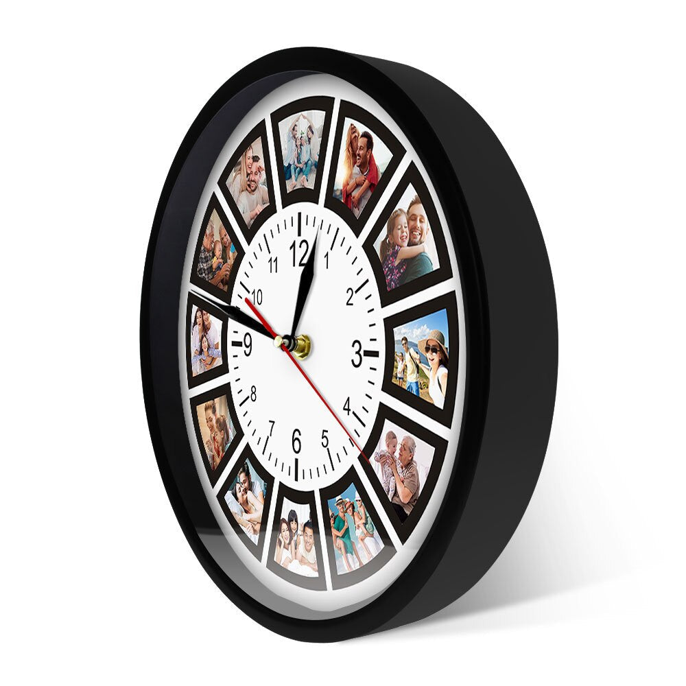 Personalized Photo Collage Wall Clock Custom 12-Picture Display