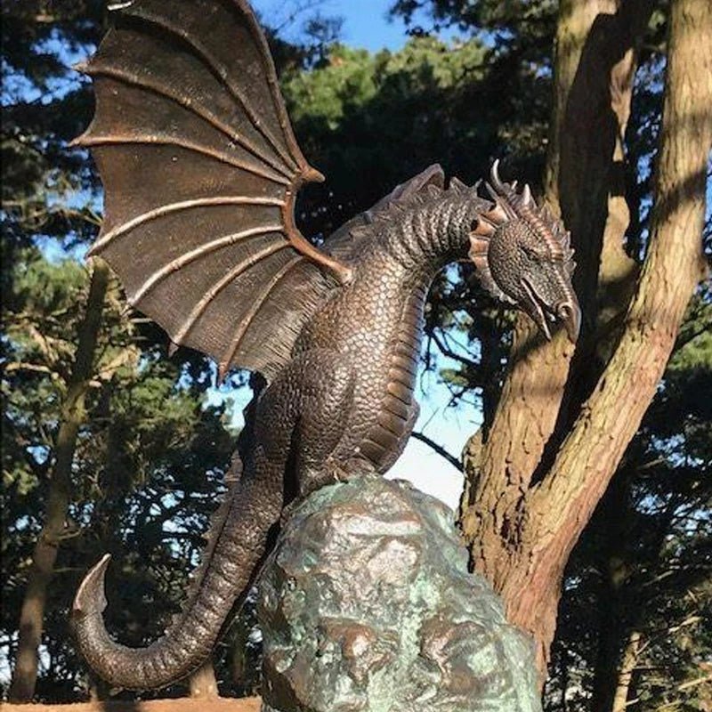 Mythical Dragon Fountain Statue Enchanting Garden Centerpiece
