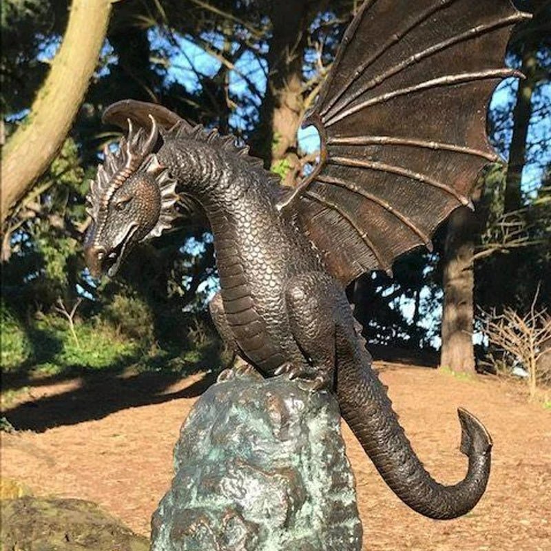 Mythical Dragon Fountain Statue Enchanting Garden Centerpiece