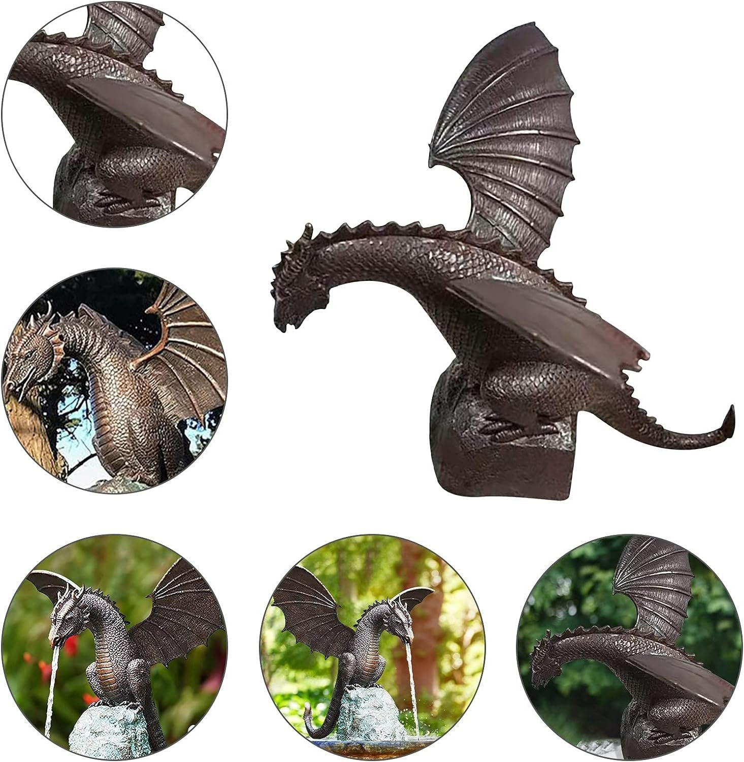 Mythical Dragon Fountain Statue Enchanting Garden Centerpiece