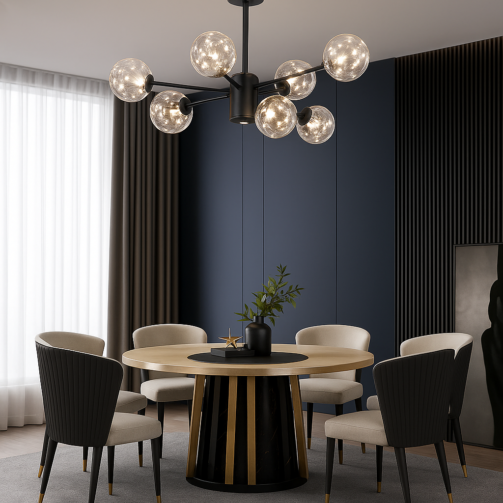 Noble bright crystal pendant lamp with glass elements