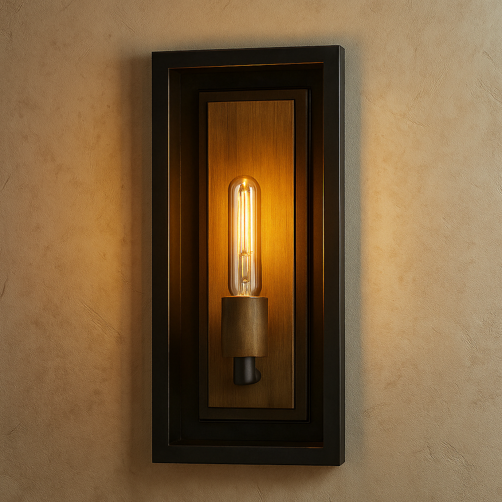 Wall lamp with double frame and glass finish