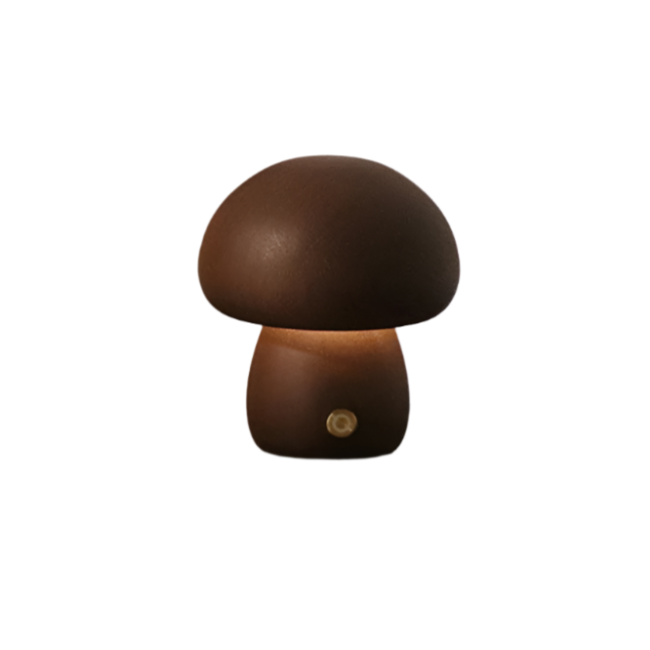 Rechargeable Wooden Mushroom Table Lamp Touch LED Light