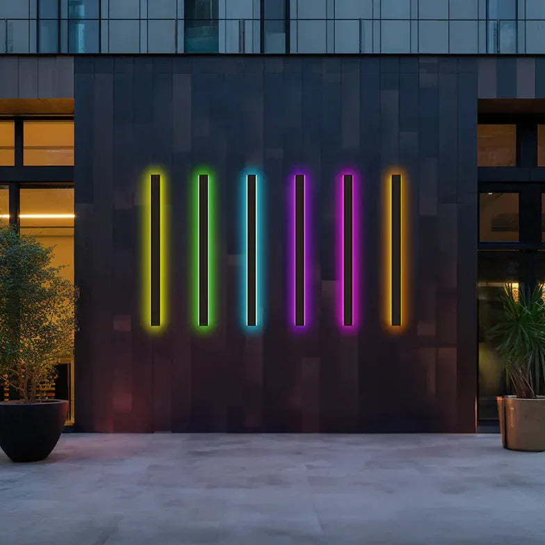 Modern LED Wall Light Slim Black Outdoor Fixture