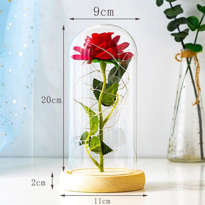 Forever Enchanted Rose Romantic LED Light Rose in Glass Display