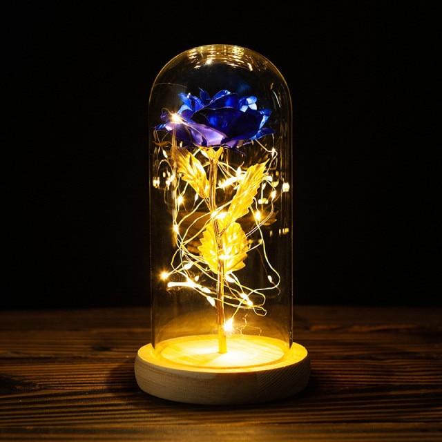 Forever Enchanted Rose Romantic LED Light Rose in Glass Display