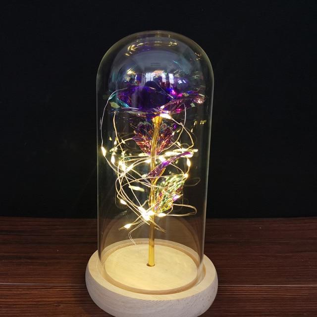 Forever Enchanted Rose Romantic LED Light Rose in Glass Display