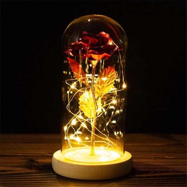Forever Enchanted Rose Romantic LED Light Rose in Glass Display